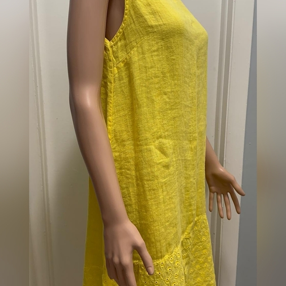 Terzo Millennio Women’s Yellow Linen Sleeveless Dress XS Made in Italy Summer Ca - Picture 9 of 9